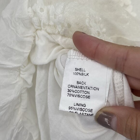 Giulia Italy Women's Size Small White Silk Blouse Fairy Lined Flowy Embroidered - Picture 11 of 13